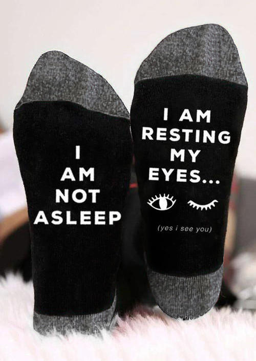 

Crew Socks Men Not Asleep Resting My Eyes Socks in Black. Size