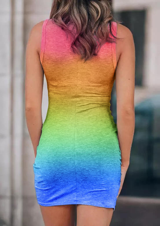 

Bodycon Dresses Gradient Hollow Out Twist Bodycon Dress in Multicolor. Size