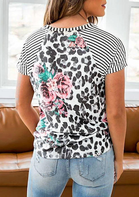 

Blouses Floral Leopard Striped Blouse in Multicolor. Size