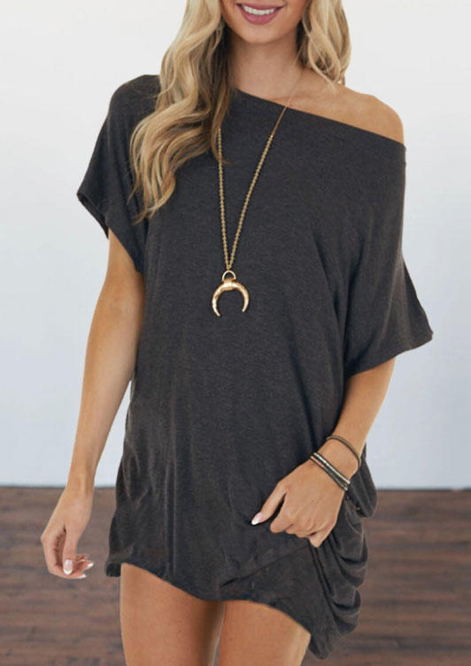 

Mini Dresses Hollow Out Open Back Drawstring Mini Dress in Dark Grey. Size