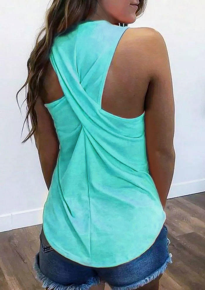 Criss-Cross Ruffled Casual Tank - Lake Blue