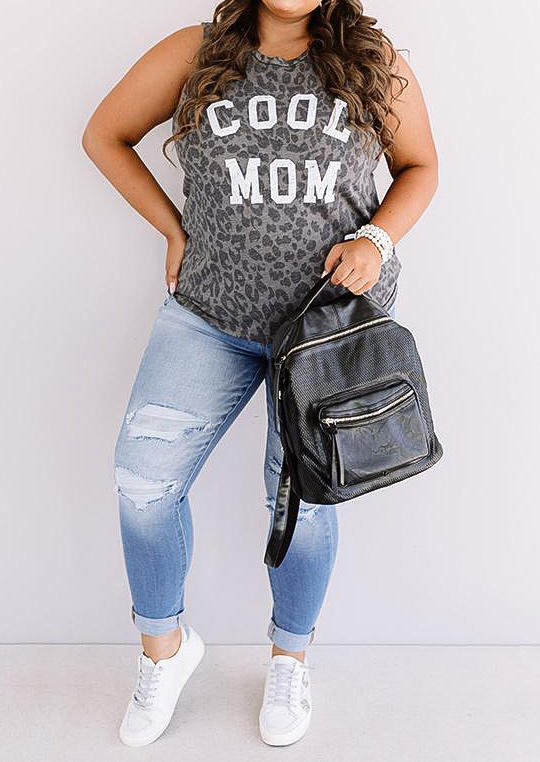 

Plus Size Tops Plus Size Cool Mom Leopard Casual Tank in Leopard. Size