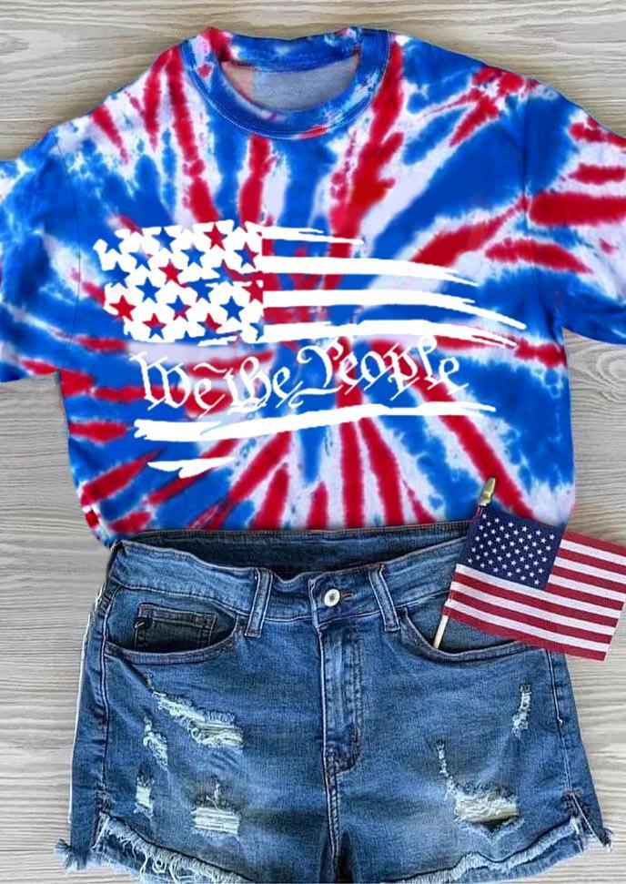 

Blouses We The People American Flag Tie Dye Blouse in Multicolor. Size: ,L