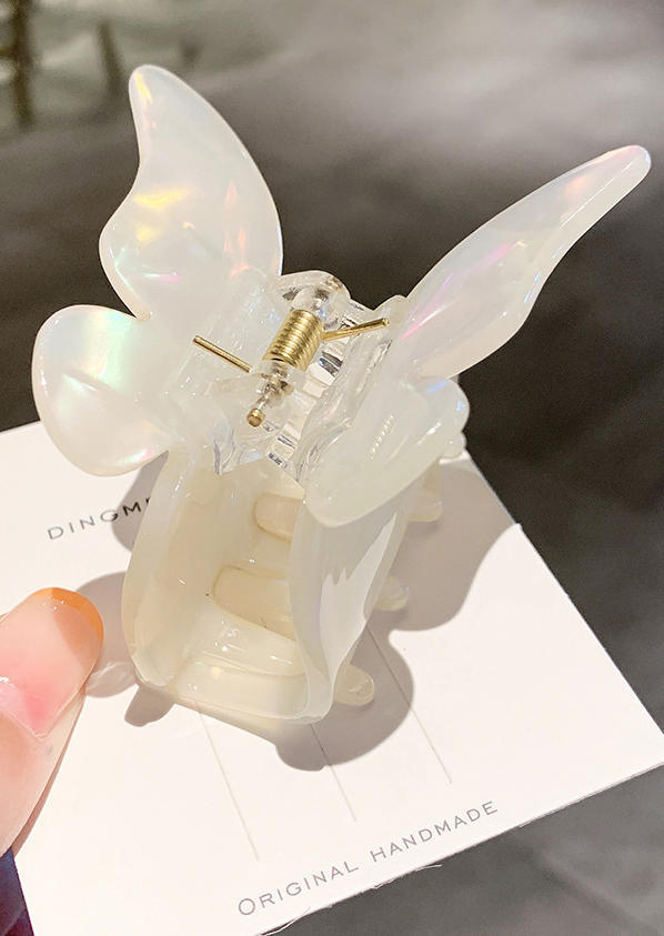 

Women Butterfly Non-Slip Hair Claw Clip in Beige,Light Blue. Size