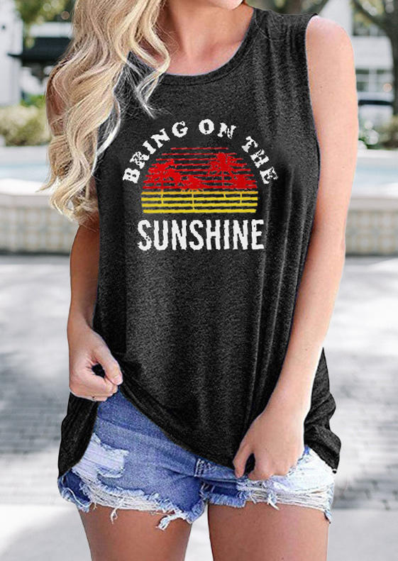 

Tank Tops Bring On The Sunshine O-Neck Tank Top in Dark Grey. Size: ,M,L