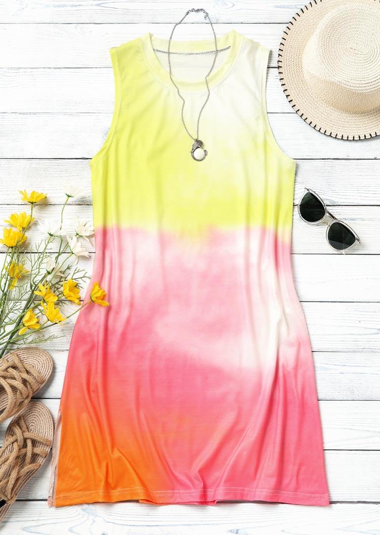

Mini Dresses Gradient Tie Dye Sleeveless Mini Dress in Multicolor. Size: ,M,L