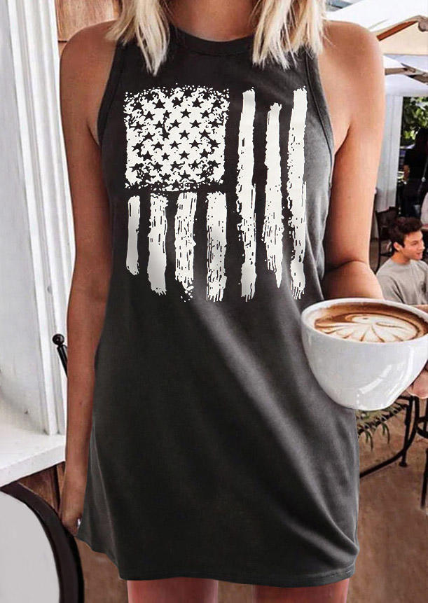 

Mini Dresses American Flag Star Striped Mini Dress in Gray. Size