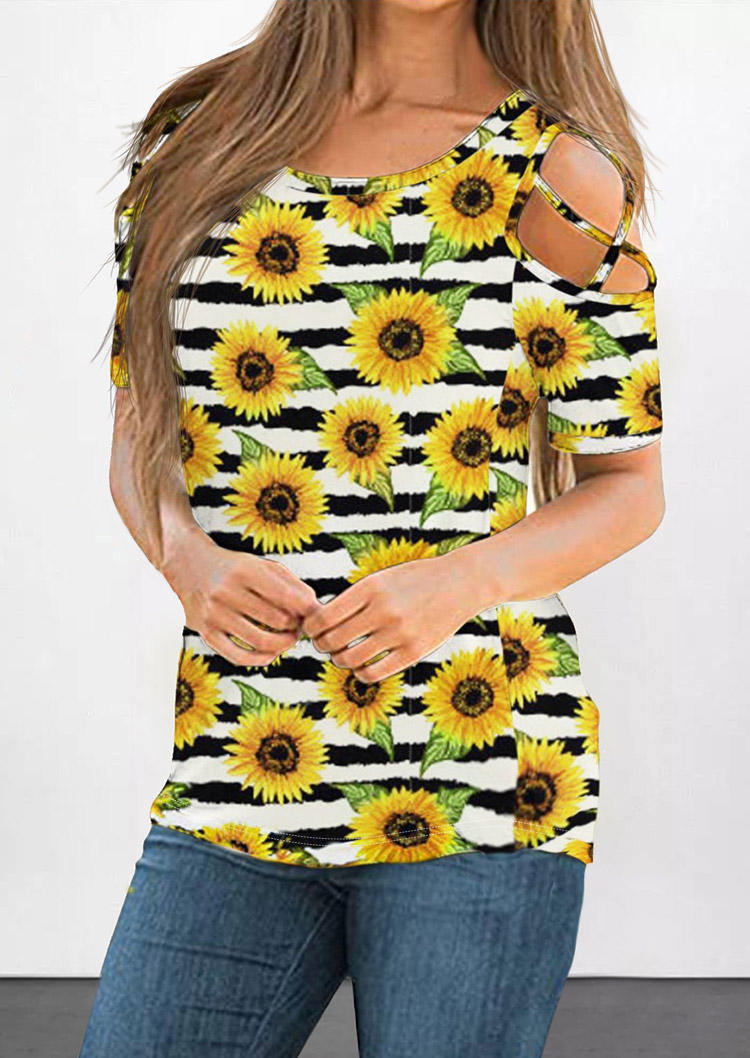 

Blouses Sunflower Striped Criss-Cross Blouse in Multicolor. Size: ,M,L