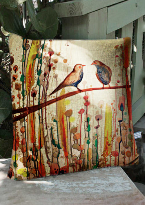 

Pillowcase Bird Oil Painting Pillowcase without Pillow in Multicolor. Size
