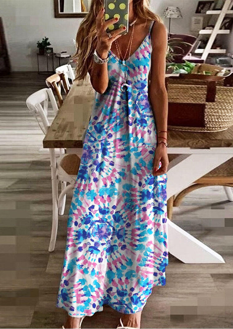 

Maxi Dresses Tie Dye Sleeveless Spaghetti Strap Maxi Dress in Multicolor. Size: ,M,L,XL