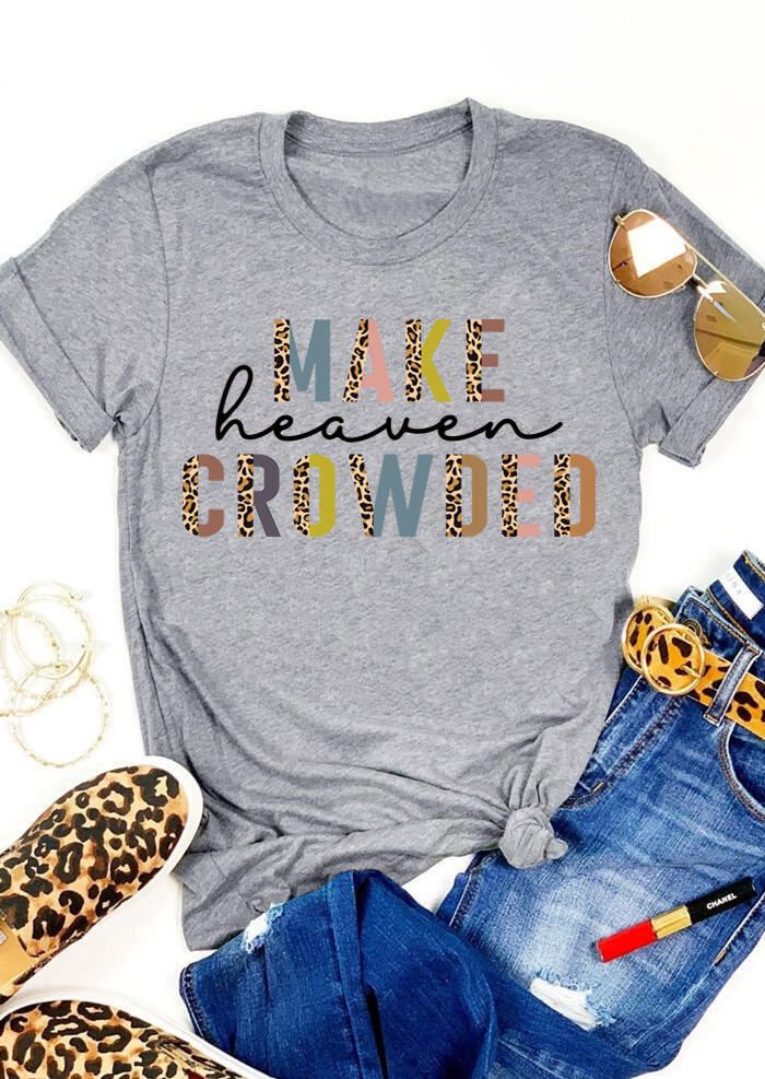 

T-shirts Tees Make Heaven Crowded Leopard T-Shirt Tee in Gray. Size
