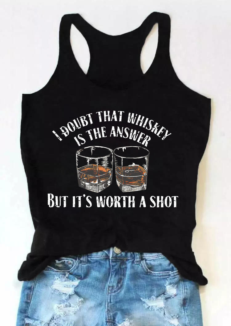 

Tank Tops I Doubt That Whiskey Is The Answer Racerback Tank Top in Black. Size