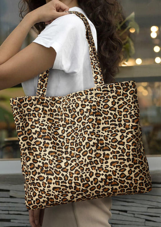

Handbag Leopard Zipper Soft Canvas Tote Handbag in Leopard. Size