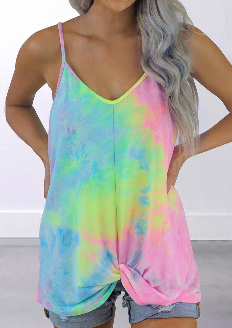 

Tank Tops Tie Dye Twist Spaghetti Strap Camisole in Multicolor. Size