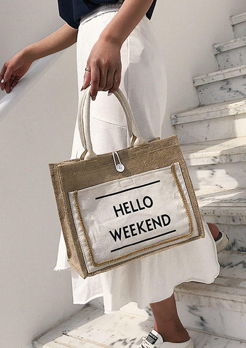 

Handbag Hello Weekend String Button Tote Handbag in Black,White. Size