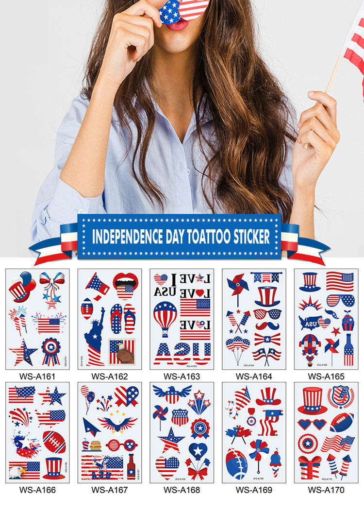 

Cool Gadgets 10Pcs/Set American Flag Temporary Tattoo Sticker in Multicolor. Size