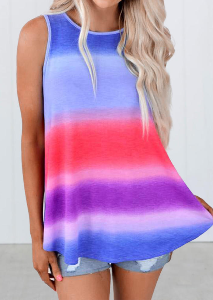 

Tank Tops Gradient Color Block O-Neck Tank Top in Multicolor. Size: ,M,L,XL