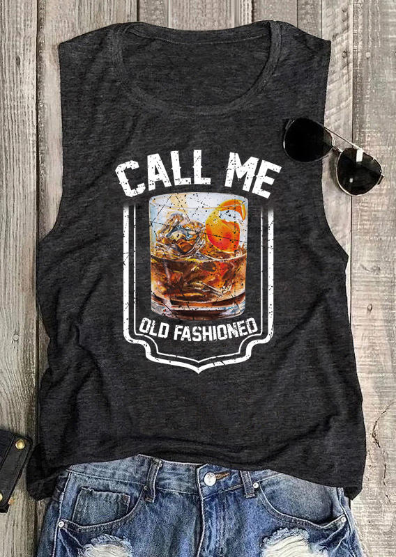 

Tank Tops Vintage Call Me Old Fashioned Whiskey Lover Tank Top in Dark Grey. Size