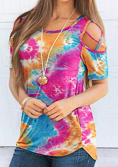 

Blouses Tie Dye Criss-Cross Blouse in Multicolor. Size
