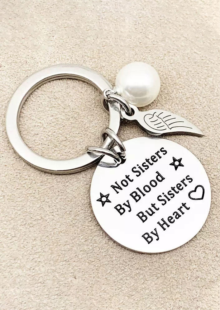 Not Sisters By Blood But Sisters By Heart Pearl Keychain