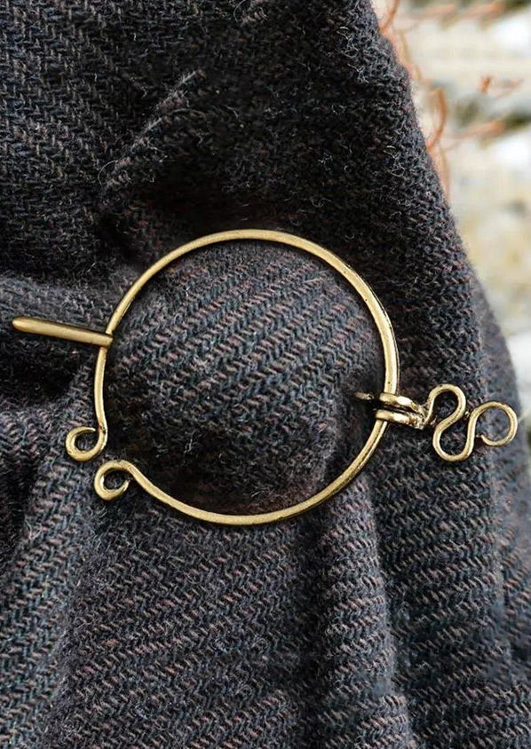 

Body Jewelry Vintage Shawl Scarf Buckle Clasp Pin Viking Brooch in Gold. Size
