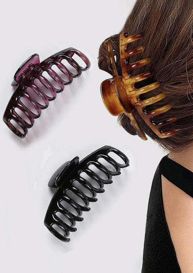 

3Pcs Plastic Non-Slip Hair Claw Hairpin in Multicolor. Size