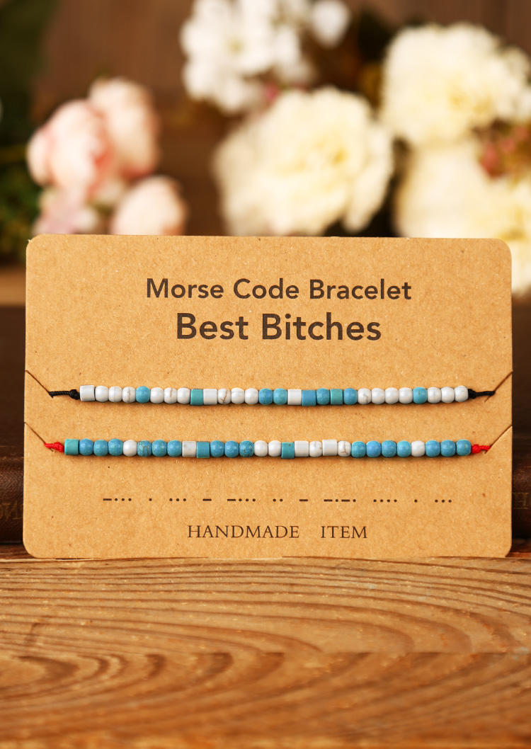 

Bracelet Beading Turquoise Morse Code Adjustable Bracelet in Pattern2. Size
