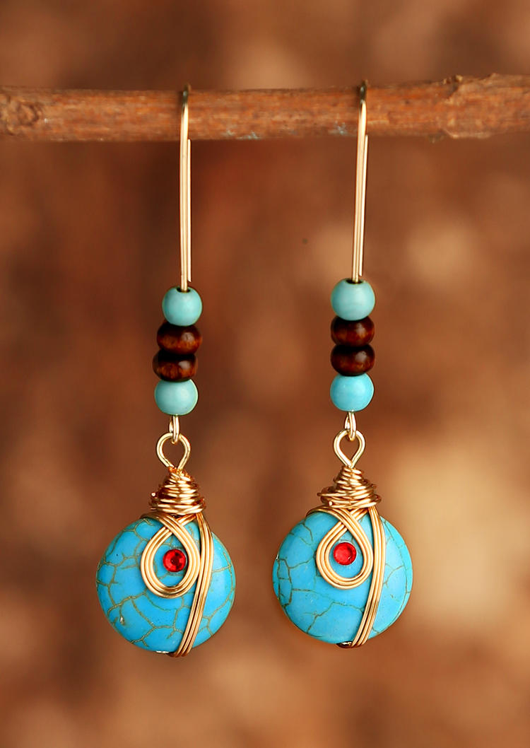

Earrings Vintage Turquoise Beading Earrings in Cyan. Size