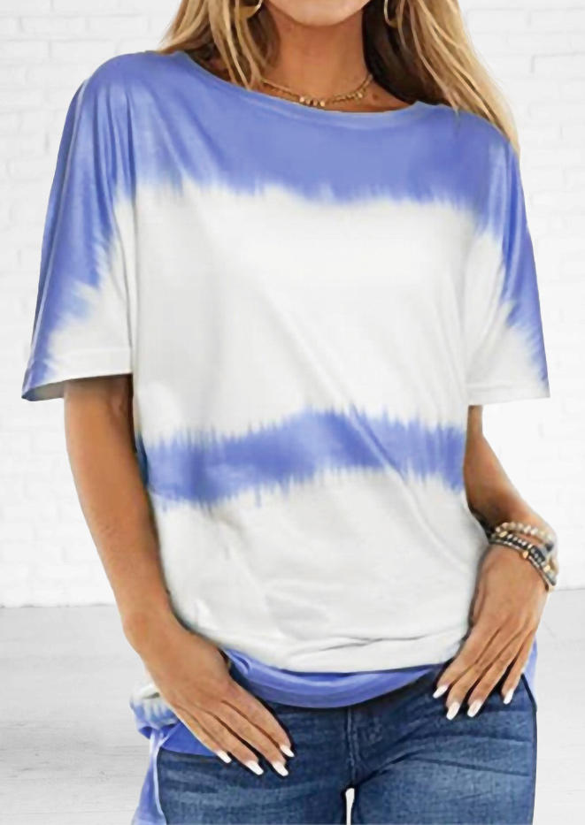 

Blouses Tie Dye O-Neck Blouse in Multicolor. Size