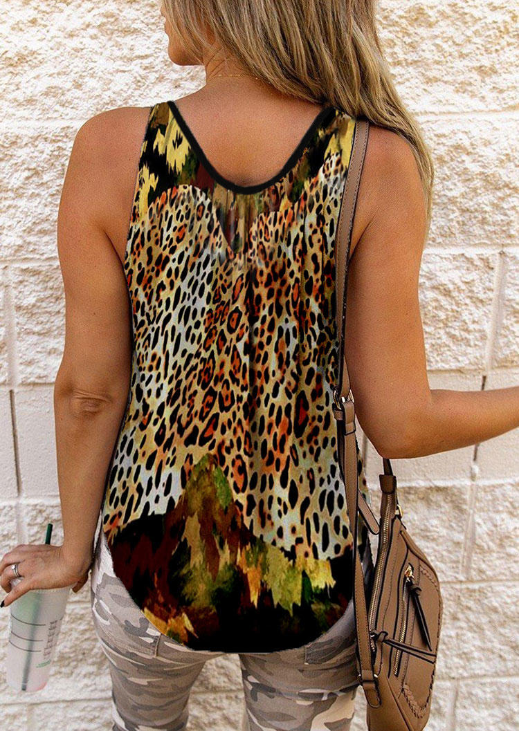 

Tank Tops Leopard Camouflage Cut Out Camisole in Multicolor. Size: ,M,L