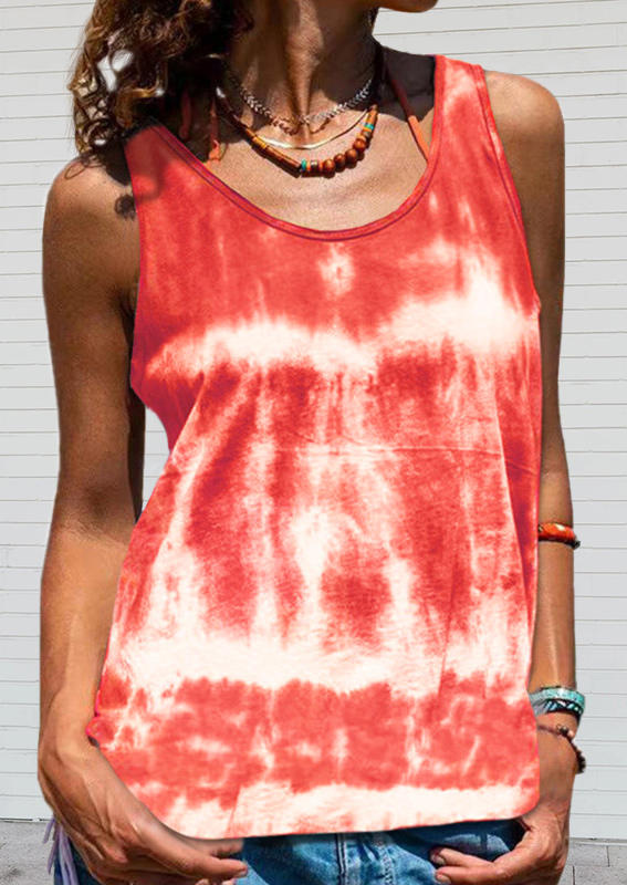 

Tank Tops Tie Dye Sleeveless Tank Top in Watermelon Red. Size