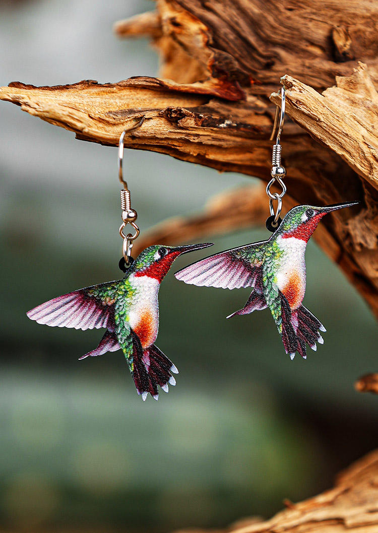 

Earrings Hummingbird Alloy Drop Earrings in Multicolor. Size