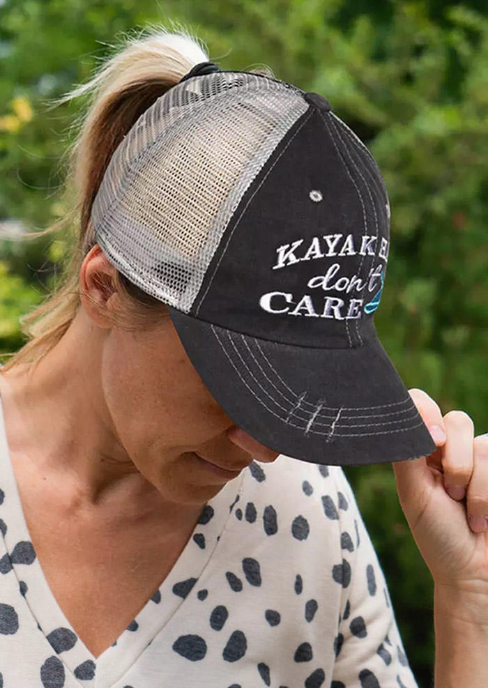 Hats Kayak Hair Don't Care Mesh Criss-Cross Baseball Cap in Gray. Size: One Size