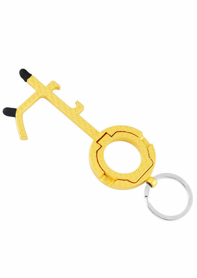 

Keychains Multi-Functional No Touch Door Opener Keychain with Stylus in Black,Gold,Silver. Size