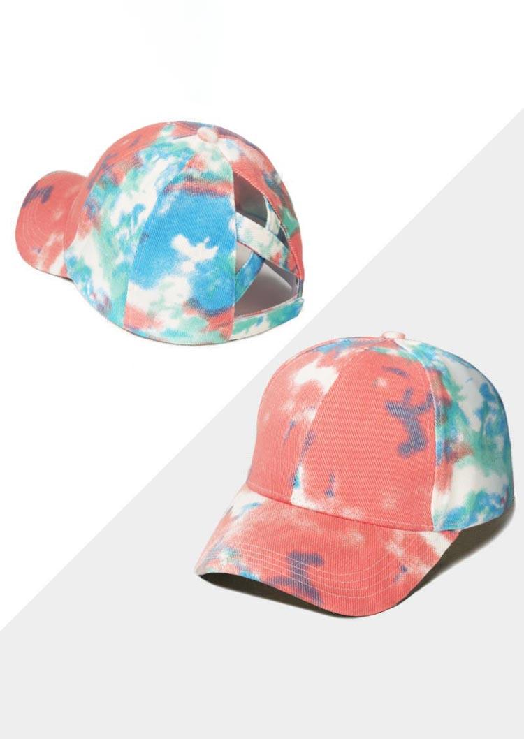 

Hats Tie Dye Criss-Cross Baseball Cap in White. Size