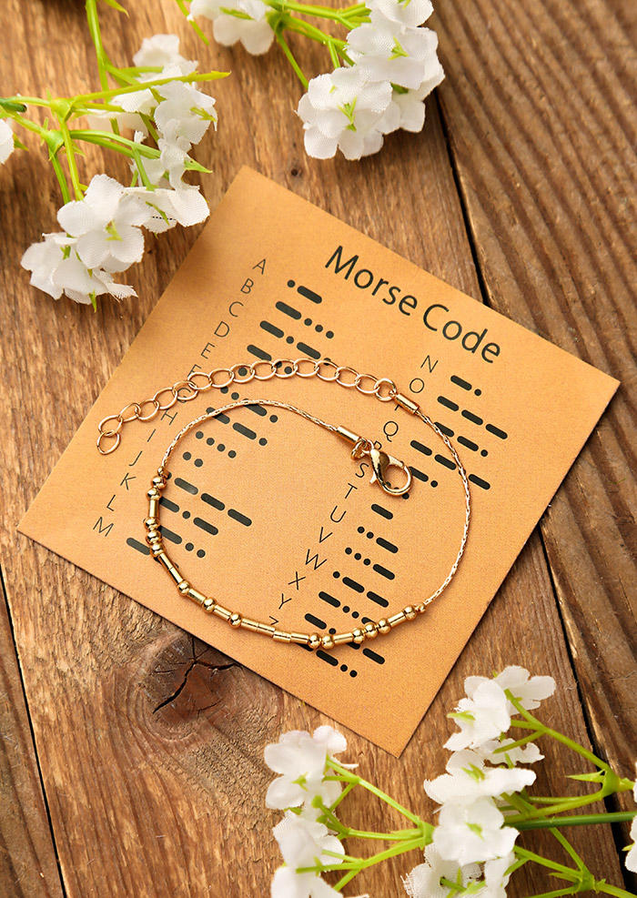 Beading Morse Code Adjustable Alloy Bracelet