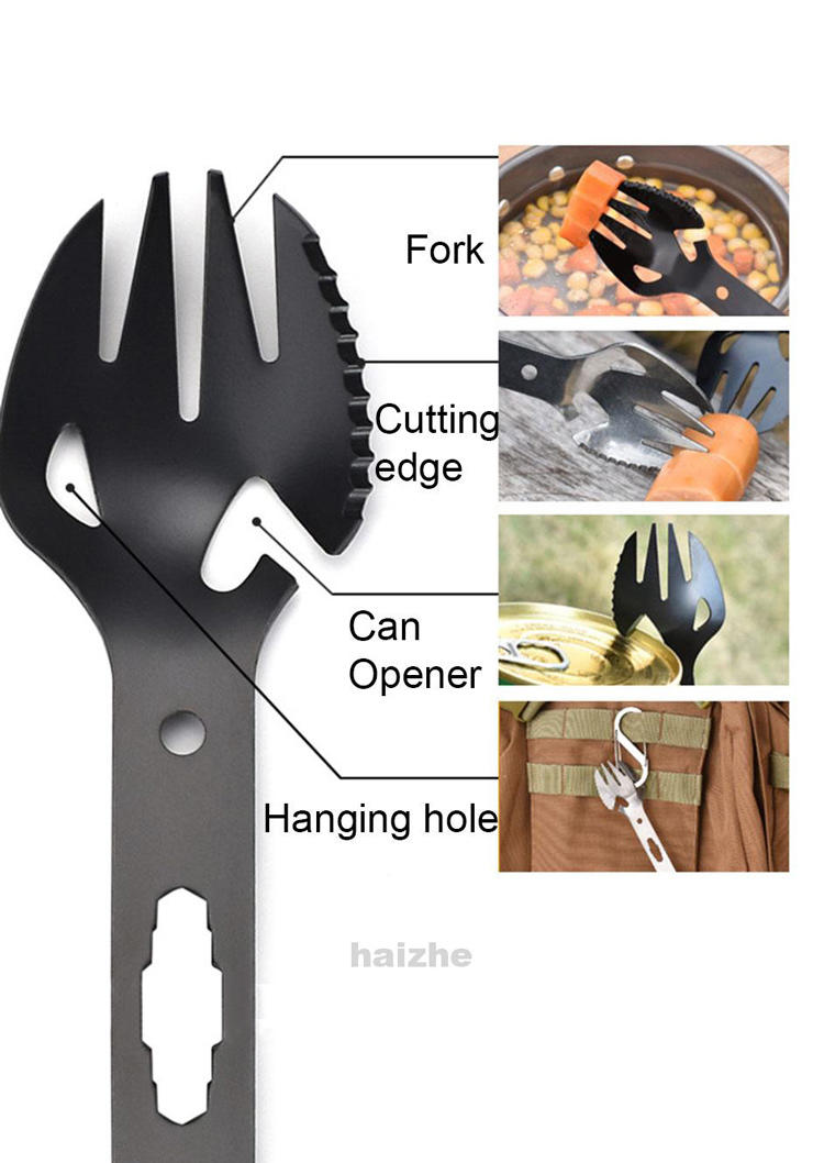 

Outdoor Products Outdoor Multifunctional Stainless Steel Camping Cutlery Fork Spoon in Black. Size