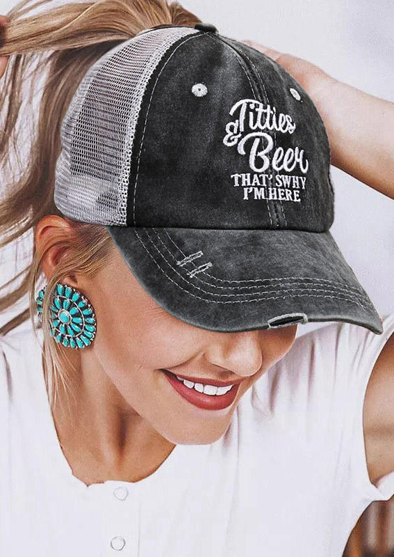 

Hats Titties And Beer That's Why I'm Here Mesh Splicing Baseball Cap in Gray. Size