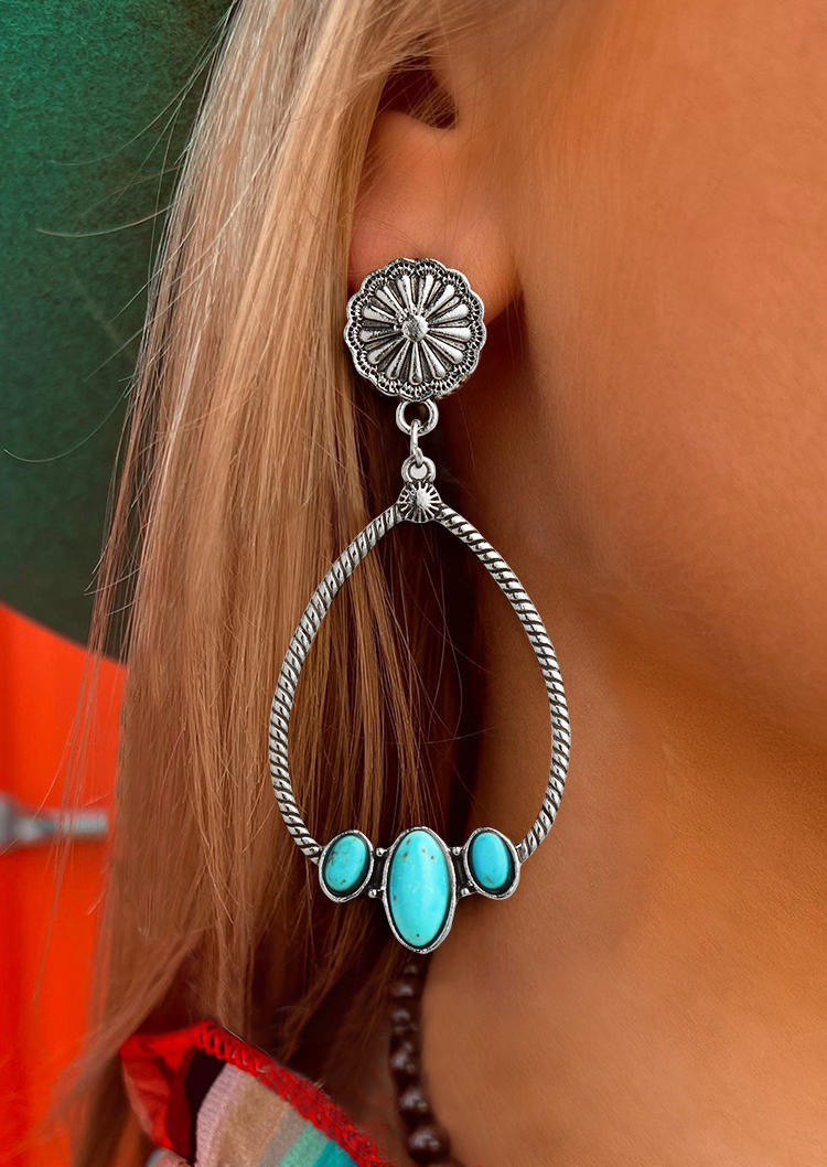 

Earrings Daisy Turquoise Hollow Out Water Drop Stud Earrings in Silver. Size