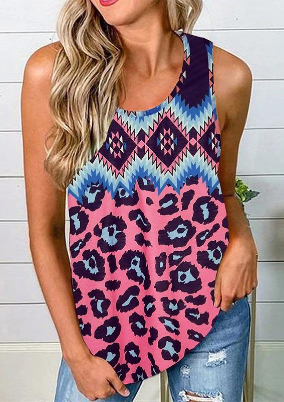 

Tank Tops Leopard Geometric Aztec Twist Tank Top in Multicolor. Size: ,M,L,XL