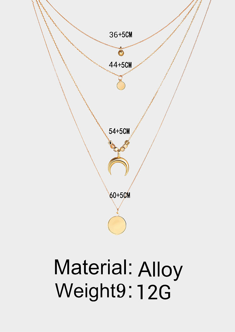 

Necklaces Crescent Moon Bead Multi-Layered Necklace in Gold. Size