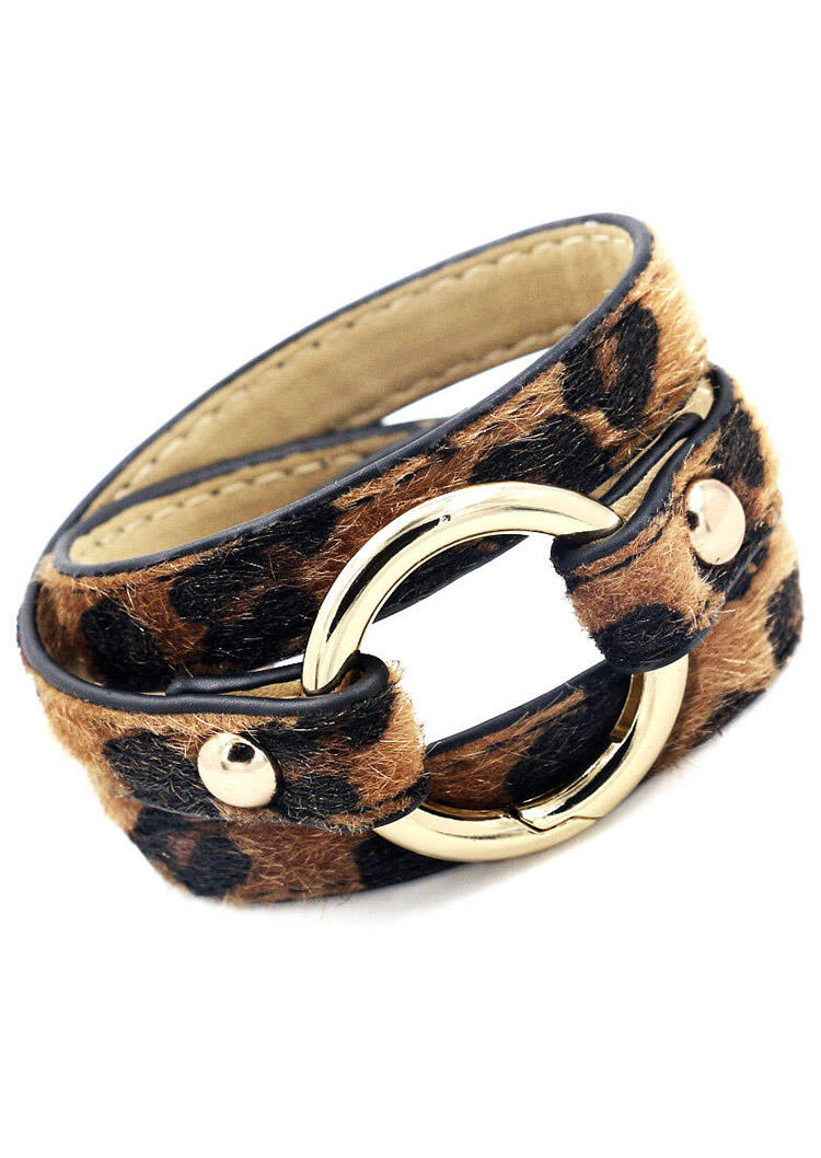 Pre-sale Leopard Printed Adjustable Wide Leather Bracelet