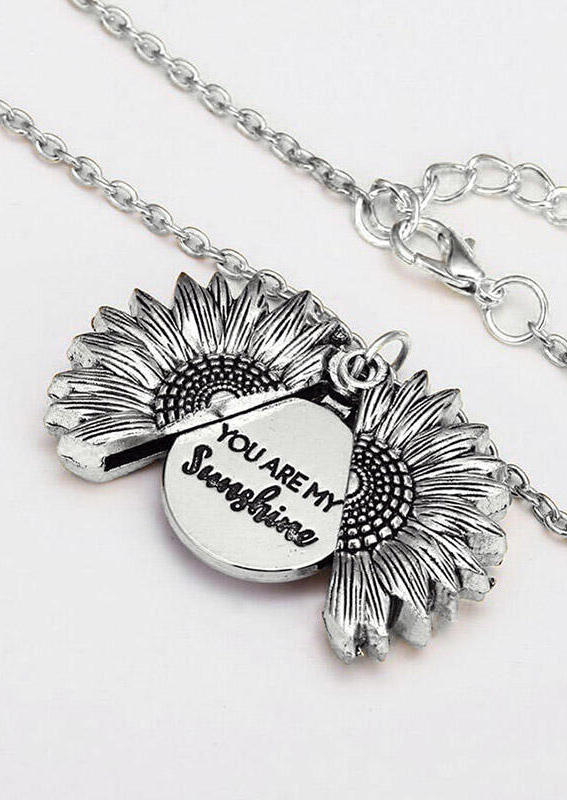 Necklaces You Are My Sunshine Sunflower Pendant Necklace in Gold,Silver. Size: One Size