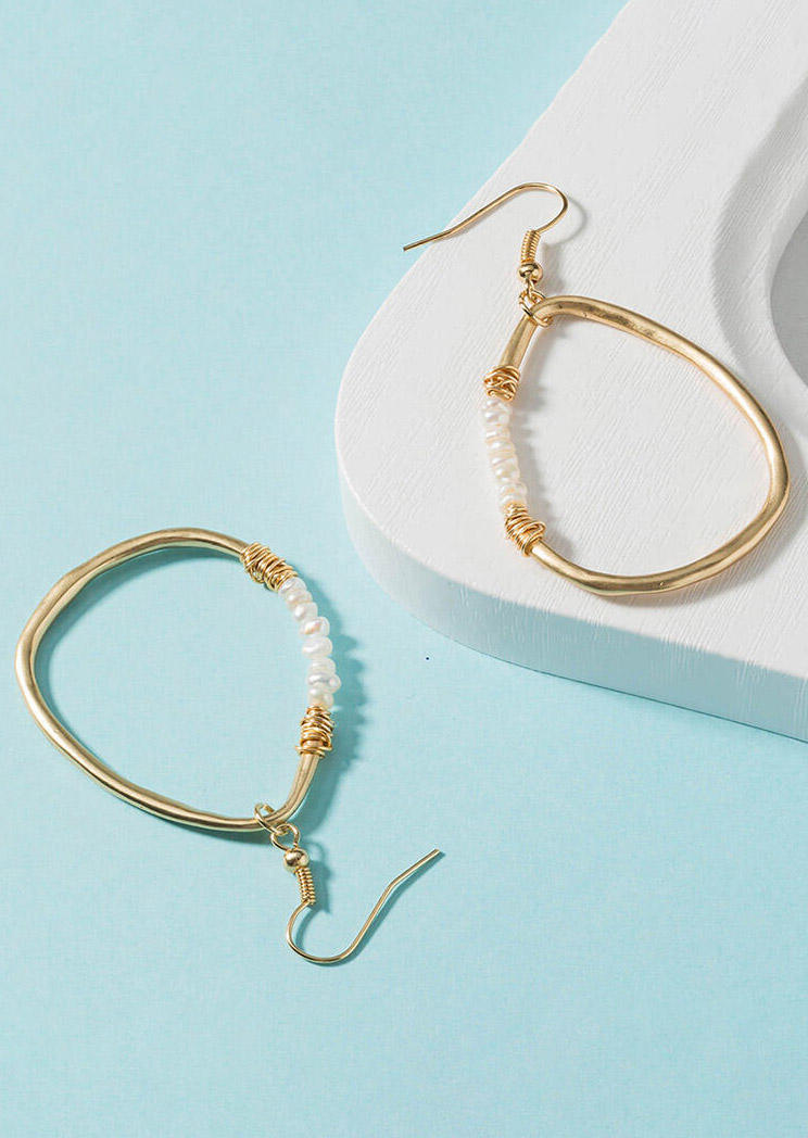 

Earrings Women's Bead Water Drop Shaped Earrings in Gold. Size