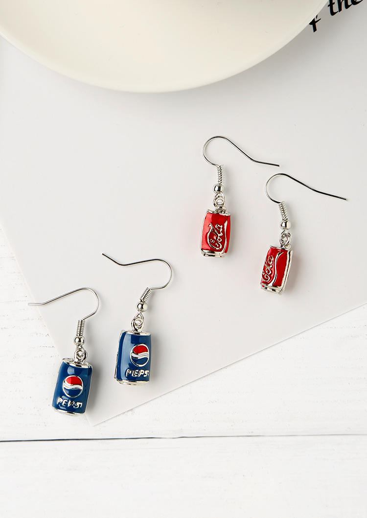 

Earrings Creative Cola Can Bottle Pendant Earrings in Red. Size