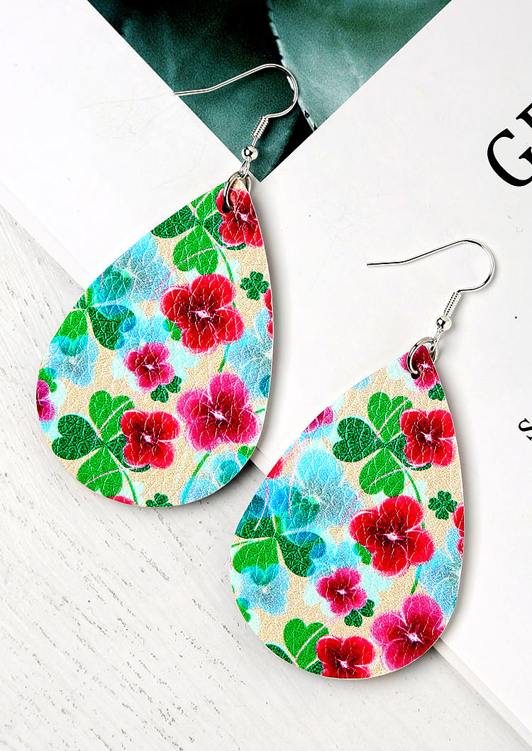 

Earrings Floral Print PU Leather Earrings - Multi-Colored in Multicolor. Size