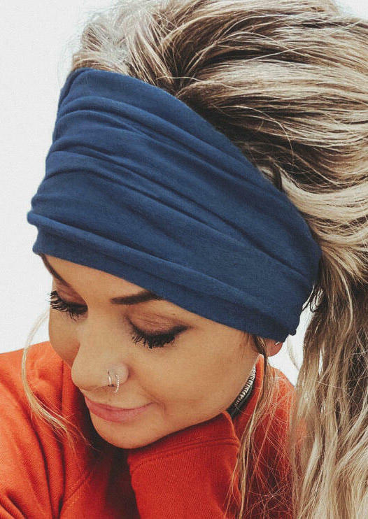 

Stretch Elastic Yoga Sports Wide Headband in Blue,Gray. Size