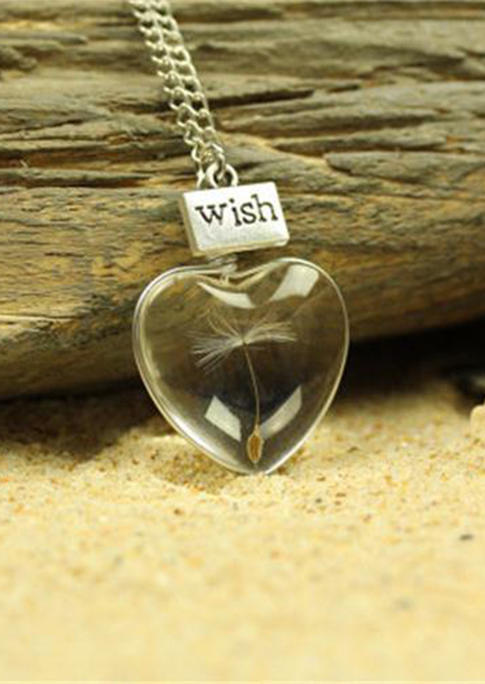 Necklaces Heart  Dandelion Wish Pendant Crystal Necklace in Multicolor. Size: One Size