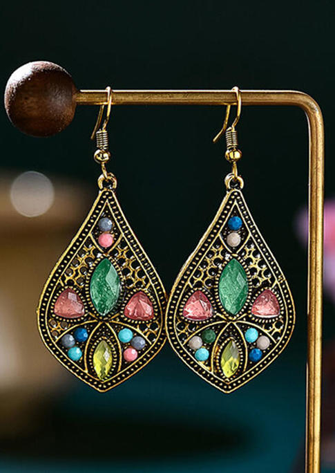 

Earrings Vintage Hollow Out Colorful Rhinestone Earrings in Multicolor. Size