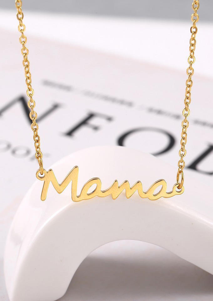 

Necklaces Mama Letter Casual Alloy Necklace in Gold. Size